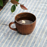 ミニレトロ手作り木製コーヒー・紅茶・ジュース・水カップ 朝食用ビール・ミルク用取っ手付きドリンクウェア