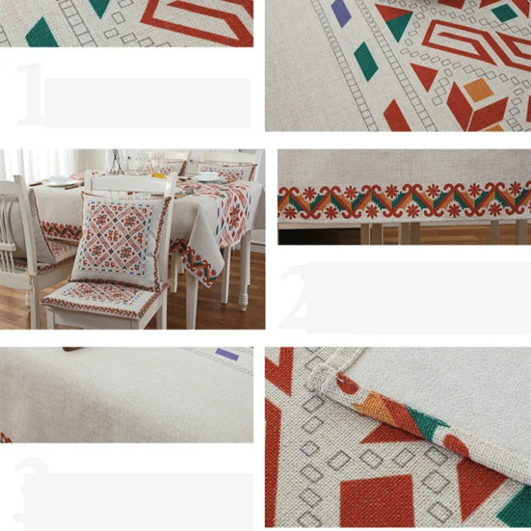 レトロ柄リネンテーブルクロス ディナー用 ホームデコ 防塵テーブルカバー、85x85cm、110x110cm、110x160cm、130x180cm