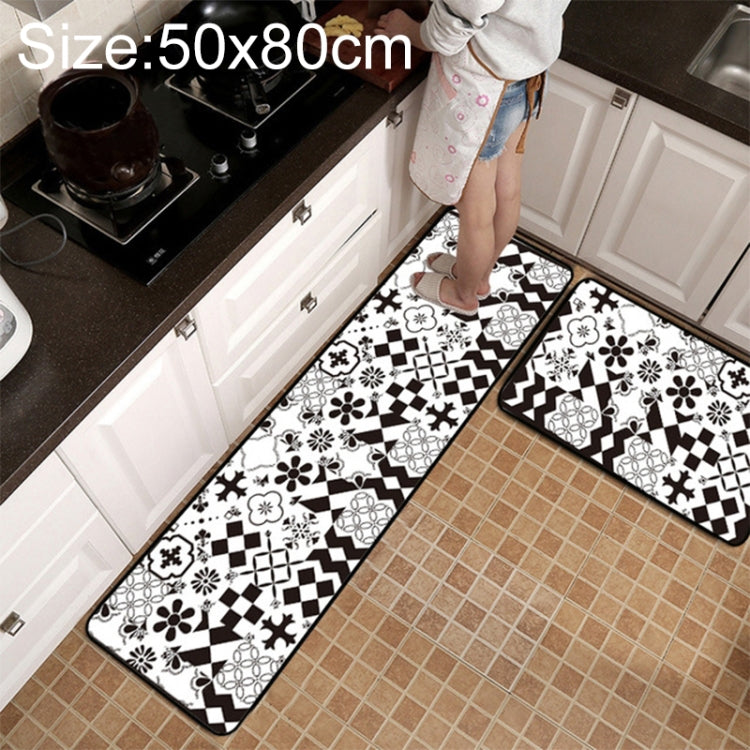 幾何学格子柄カーペット キッチンバス滑り止めマット、40x60cm、40x120cm、50x80cm、50x160cm、40x60cm + 40x120cm、50x80cm + 50x160cm