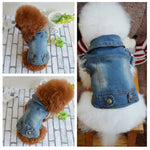 レトロ個性派デニム小型ベスト ペット犬服 ペットジャケット、L、XL、XS、M