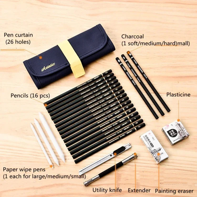 27イン1 スケッチ鉛筆セット 絵画道具 学用品 27イン1