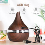 300ml USB電動アロマ空気ディフューザー 木製超音波加湿器 エッセンシャルオイルアロマテラピー クールミストメーカー