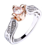 ダイヤモンド付きローズフラワー ウェディングリング 女性用、5、8、10