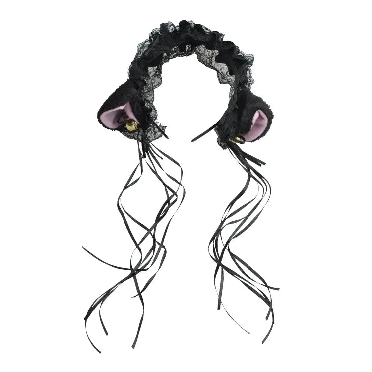 かわいい レース キャットイヤーヘッドバンド 女性用ヘアアクセサリー