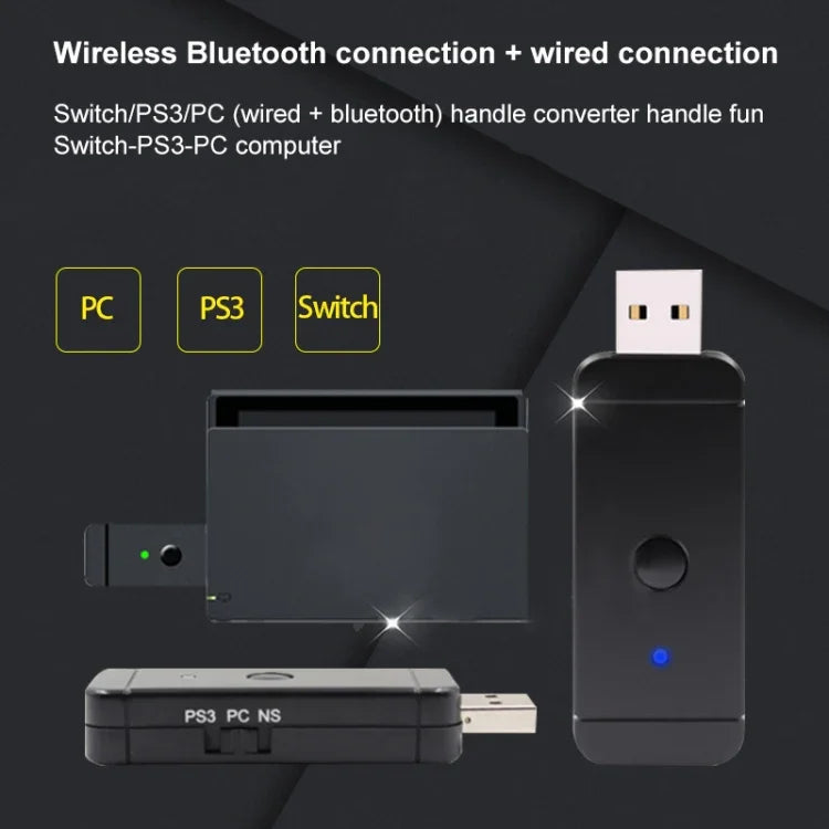 JYS-130 ワイヤレスBluetoothゲームパッドコンバーターアダプター PS3 / Switch / PC用、PS3 / Switch / PC用