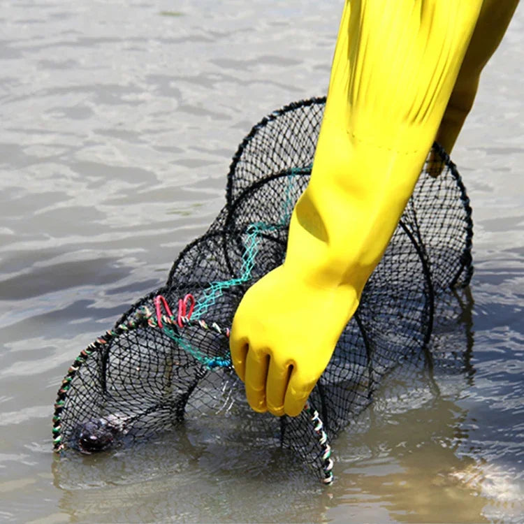 スプリングケージ釣り網自動折りたたみエビケージ丸型スプリング魚網、特大メッシュ、暗号化メッシュ大