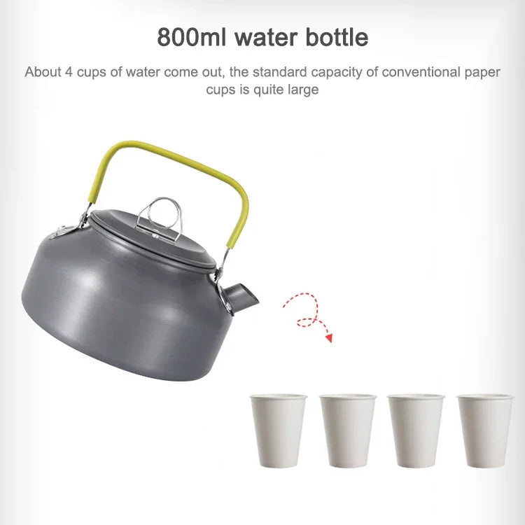 0.8L携帯用アウトドア登山ピクニック用アルミ製ティーポット ケトル コーヒーポット 0.8L