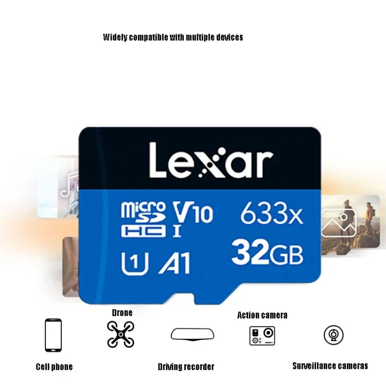 Lexar 633x 32GB高速携帯電話用メモリーTFカード ドライブレコーダーメモリーカード、32GB