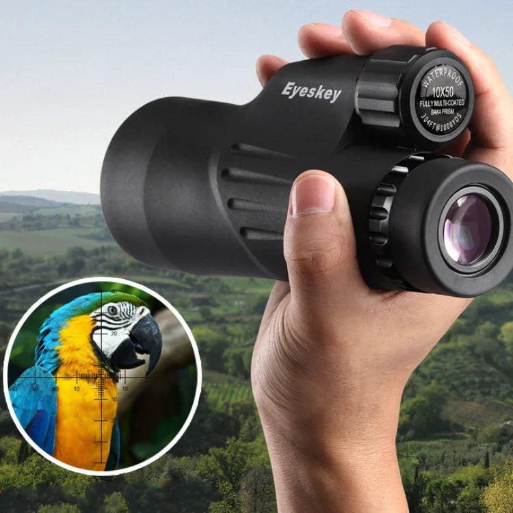 Eyeskey 10X50 望遠鏡 測定可能 大口径 高倍率 HD 低照度ナイトビジョン 防水単眼鏡、10X50 単眼鏡