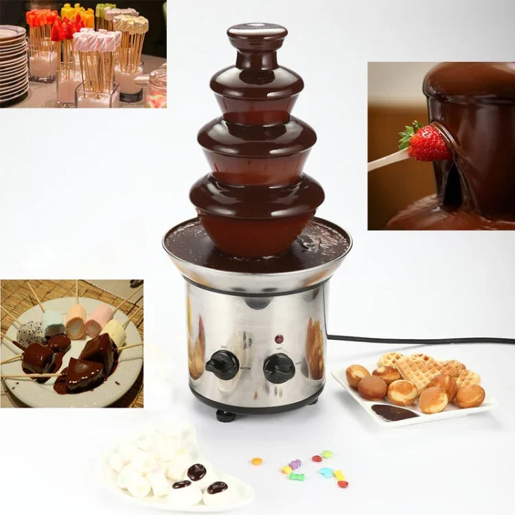 4層電動チョコレートファウンテン チョコレート溶解フォンデュ滝マシン、4段