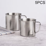 5個セット 超厚304ステンレス製カップ 子供用口付きカップ ハンドル付きカバー 家庭用大人用飲料水カップ、7cmカバーなし、8cmカバー付き、9cmカバー付き、10cmカバー付き、11cmカバー付き、12cmカバー付き