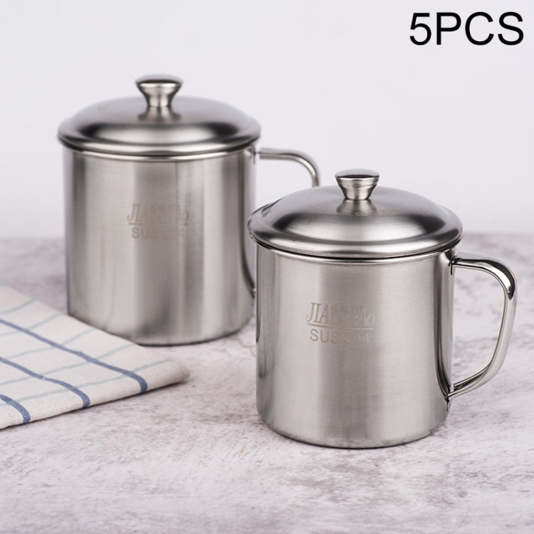 5個セット 超厚304ステンレス製カップ 子供用口付きカップ ハンドル付きカバー 家庭用大人用飲料水カップ、7cmカバーなし、8cmカバー付き、9cmカバー付き、10cmカバー付き、11cmカバー付き、12cmカバー付き