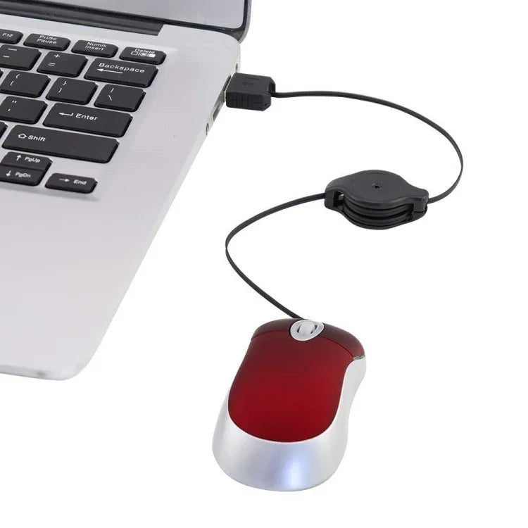 ミニコンピューターマウス 伸縮式USBケーブル 光学エルゴノミック1600 DPI 携帯用小型マウス ノートパソコン用