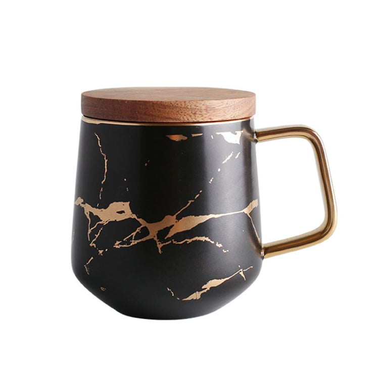 マーブルマットゴールドシリーズ セラミックティーカップ コーヒーマグ 木製蓋またはトレイ付き