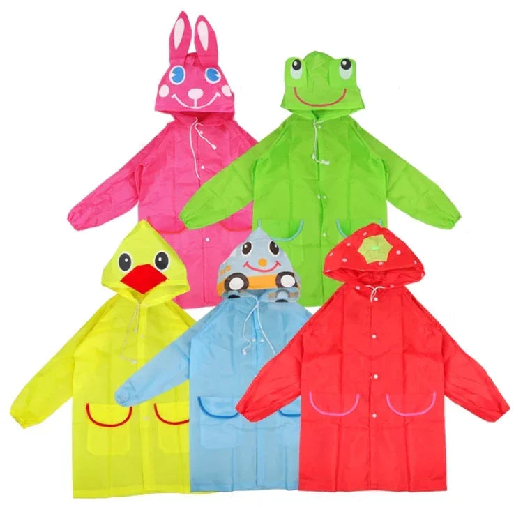 アウトドア用かわいい防水キッズレインコート 動物デザイン、65*55*50