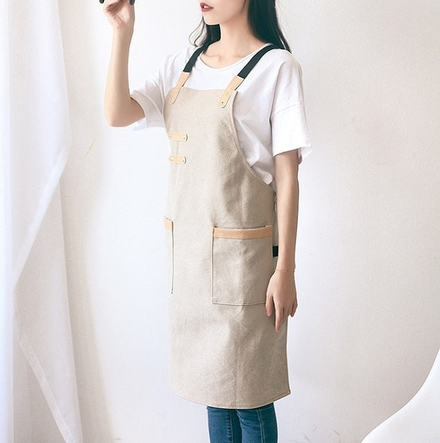 ウォッシュドキャンバスエプロン シェフ カフェショップ BBQ 美容師用エプロン