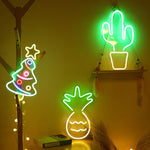 LED アクリル透明バックパネル ネオンライト ホリデー装飾ランプ, サボテン, ラブ, ポプシクル, バナナ