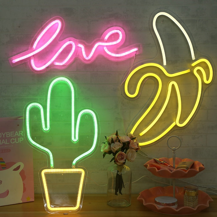 LED アクリル透明バックパネル ネオンライト ホリデー装飾ランプ, サボテン, ラブ, ポプシクル, バナナ