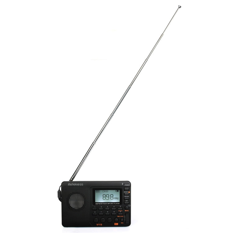 Retekess V-115 全波ラジオ FM AM ポータブル MP3 プレーヤー、V-115