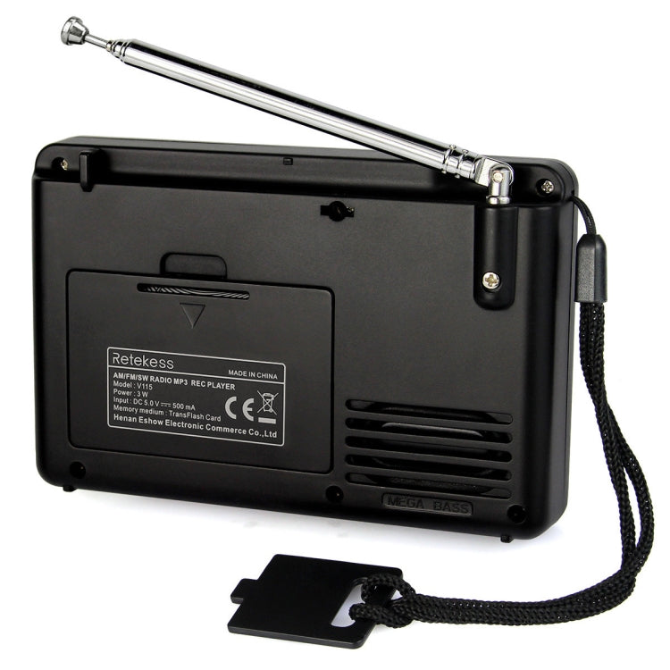 Retekess V-115 全波ラジオ FM AM ポータブル MP3 プレーヤー、V-115