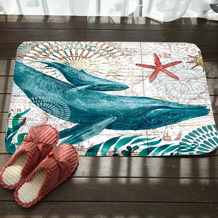 マリンシリーズ柄バスルームトイレ滑り止めマット フランネル吸水足マット、46x76cm、50x80cm
