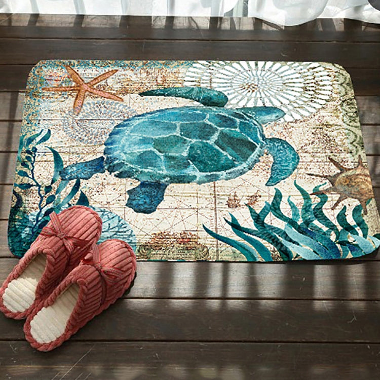 マリンシリーズ柄バスルームトイレ滑り止めマット フランネル吸水足マット、46x76cm、50x80cm