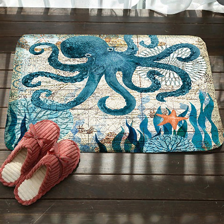 マリンシリーズ柄バスルームトイレ滑り止めマット フランネル吸水足マット、46x76cm、50x80cm
