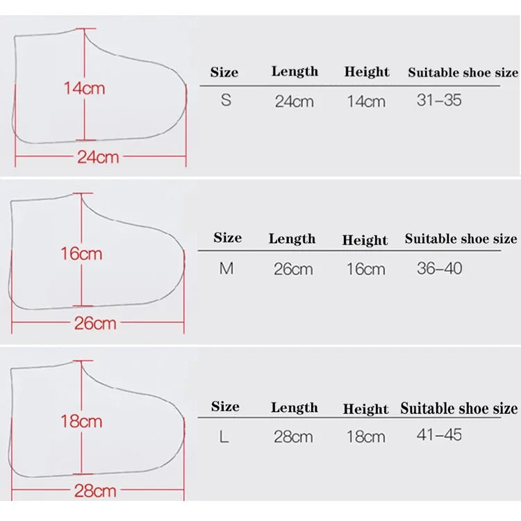 2 Pairs Waterproof Shoe Cover Raincoat Non-slip Reusable Silicone Insole Shoe Slip Rainshoes Cover, L