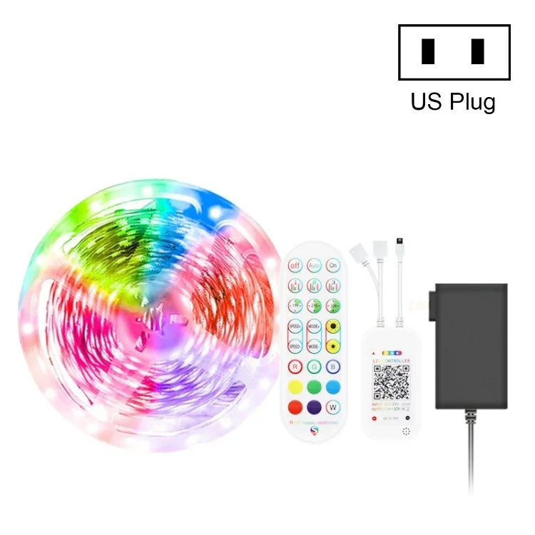 Bluetooth対応スマートミュージック音声制御ライトストリップ 非防水 5050 RGB カラフル雰囲気LEDライトストリップ 24キーリモコン付き、5M 150LED、5M 300LED、10M 300LED、10M 600LED、15M 450LED、15M 270LED、20M 360LED、30M 540LED