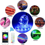 Bluetooth対応スマートミュージック音声制御ライトストリップ 非防水 5050 RGB カラフル雰囲気LEDライトストリップ 24キーリモコン付き、5M 150LED、5M 300LED、10M 300LED、10M 600LED、15M 450LED、15M 270LED、20M 360LED、30M 540LED