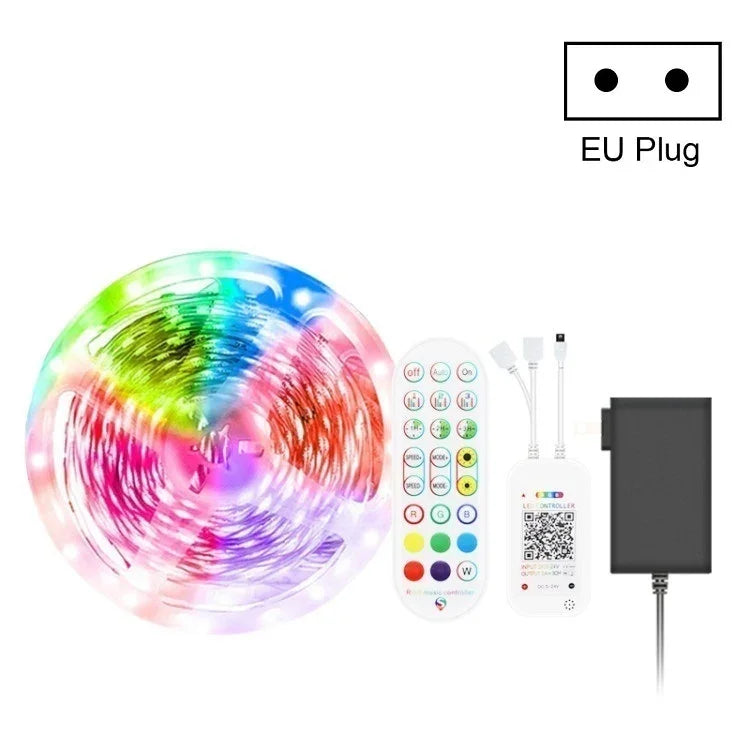 Bluetooth対応スマートミュージック音声制御ライトストリップ 非防水 5050 RGB カラフル雰囲気LEDライトストリップ 24キーリモコン付き、5M 150LED、5M 300LED、10M 300LED、10M 600LED、15M 450LED、15M 270LED、20M 360LED、30M 540LED