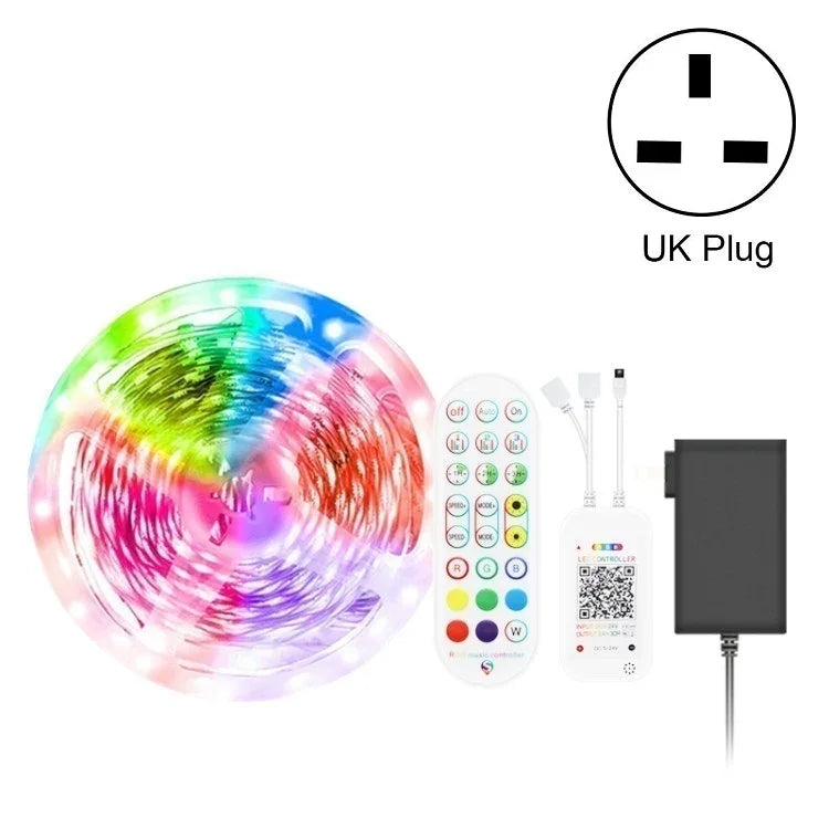 Bluetooth対応スマートミュージック音声制御ライトストリップ 非防水 5050 RGB カラフル雰囲気LEDライトストリップ 24キーリモコン付き、5M 150LED、5M 300LED、10M 300LED、10M 600LED、15M 450LED、15M 270LED、20M 360LED、30M 540LED