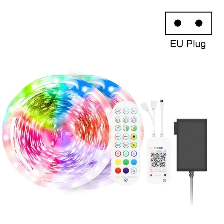 Bluetooth対応スマートミュージック音声制御ライトストリップ 非防水 5050 RGB カラフル雰囲気LEDライトストリップ 24キーリモコン付き、5M 150LED、5M 300LED、10M 300LED、10M 600LED、15M 450LED、15M 270LED、20M 360LED、30M 540LED