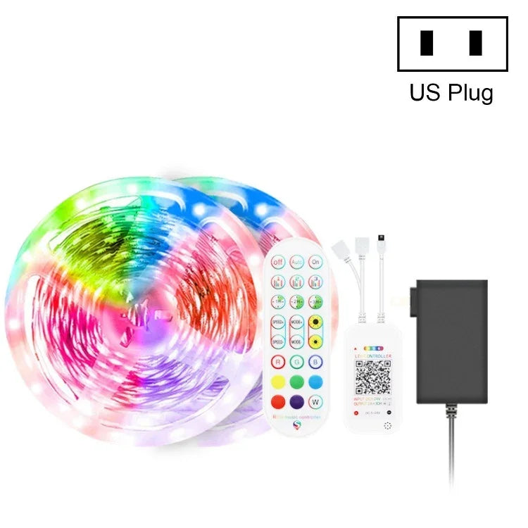 Bluetooth対応スマートミュージック音声制御ライトストリップ 非防水 5050 RGB カラフル雰囲気LEDライトストリップ 24キーリモコン付き、5M 150LED、5M 300LED、10M 300LED、10M 600LED、15M 450LED、15M 270LED、20M 360LED、30M 540LED