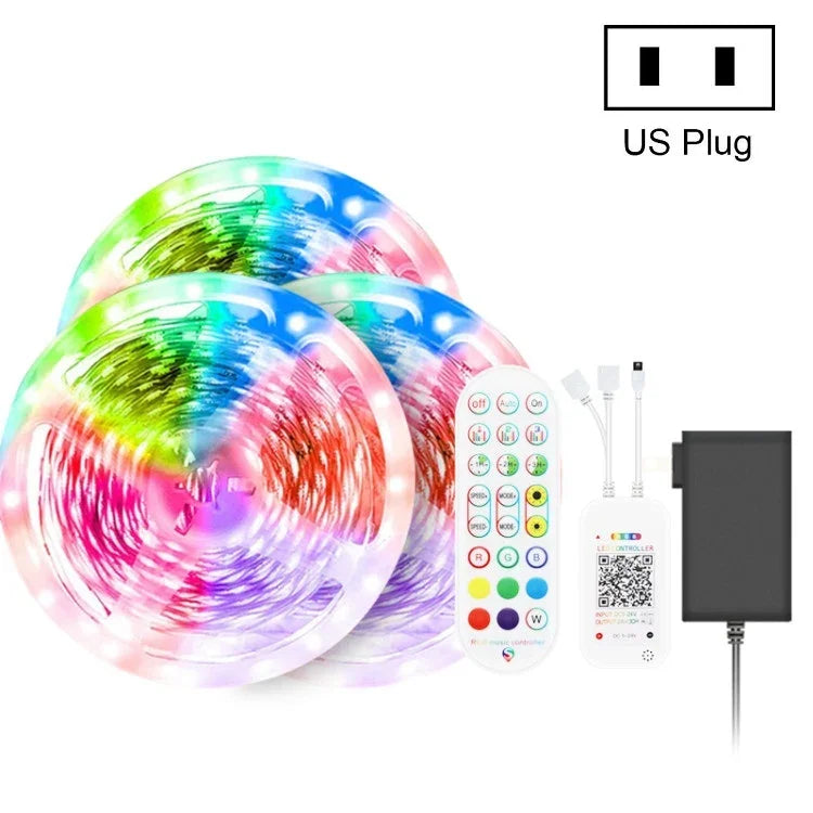 Bluetooth対応スマートミュージック音声制御ライトストリップ 非防水 5050 RGB カラフル雰囲気LEDライトストリップ 24キーリモコン付き、5M 150LED、5M 300LED、10M 300LED、10M 600LED、15M 450LED、15M 270LED、20M 360LED、30M 540LED