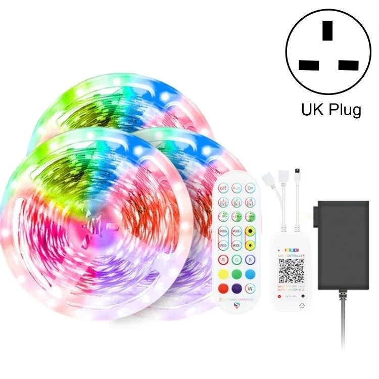 Bluetooth対応スマートミュージック音声制御ライトストリップ 非防水 5050 RGB カラフル雰囲気LEDライトストリップ 24キーリモコン付き、5M 150LED、5M 300LED、10M 300LED、10M 600LED、15M 450LED、15M 270LED、20M 360LED、30M 540LED