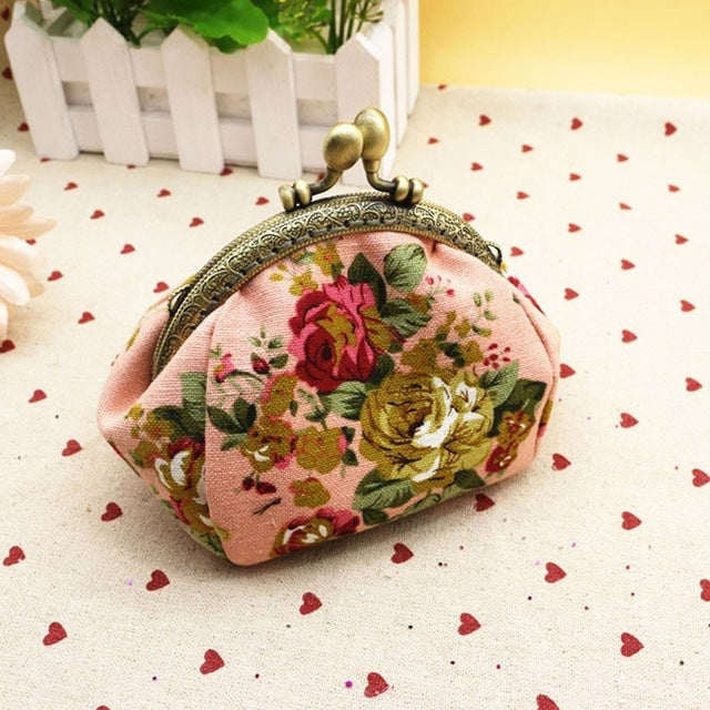 Retro Vintage Flower Small Lady Wallet Hasp Purse Clutch Bag