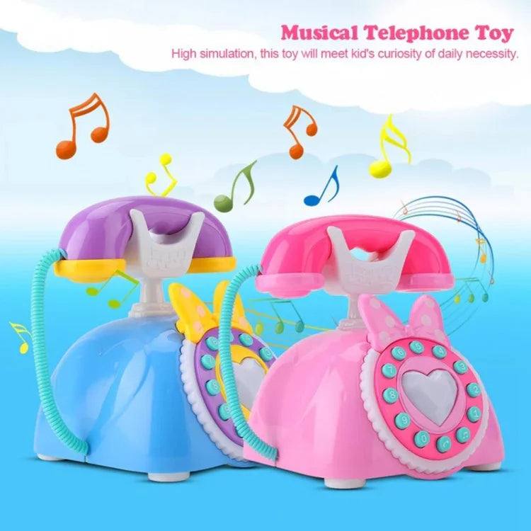 子供用シミュレーションレトロ電話 ライト＆音楽付き カートゥーン 早期教育パズル 音楽おもちゃ