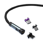 CC57 540度回転式マグネット急速充電データケーブル、1m + 8ピン + Type-C/USB-C + Micro USB + 赤、1m + Type-C/USB-C + Micro USB + 黒、2m + Type-C/USB-C + Micro USB + 赤、2m + Type-C/USB-C + Micro USB + 黒