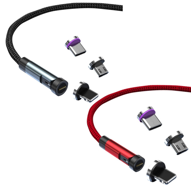 CC57 540度回転式マグネット急速充電データケーブル、1m + 8ピン + Type-C/USB-C + Micro USB + 赤、1m + Type-C/USB-C + Micro USB + 黒、2m + Type-C/USB-C + Micro USB + 赤、2m + Type-C/USB-C + Micro USB + 黒
