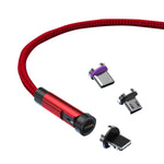 CC57 540度回転式マグネット急速充電データケーブル、1m + 8ピン + Type-C/USB-C + Micro USB + 赤、1m + Type-C/USB-C + Micro USB + 黒、2m + Type-C/USB-C + Micro USB + 赤、2m + Type-C/USB-C + Micro USB + 黒