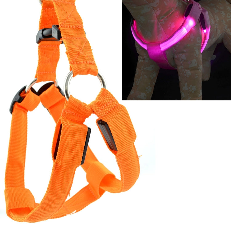 両面LEDライト付きペットハーネス ナイロン猫犬用胸ストラップリード、S、M