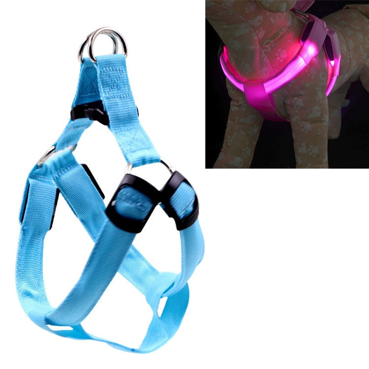 両面LEDライト付きペットハーネス ナイロン猫犬用胸ストラップリード、S、M