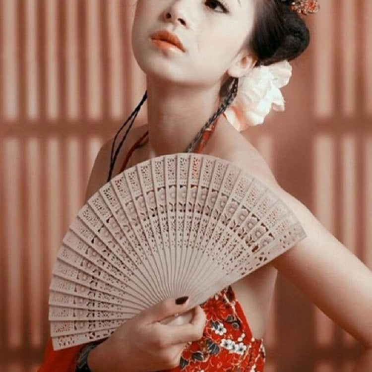 古代風香木扇子 折りたたみ扇子 ダンス扇子 固体工芸扇子、サイズ：8インチ、8インチ