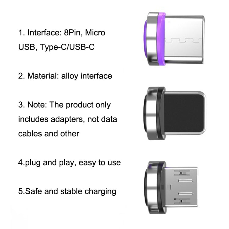 CC57 データ伝送対応磁気高速充電アダプター、Micro USB、8ピン