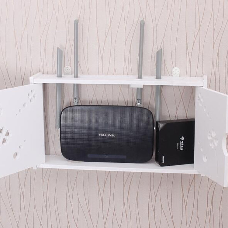 WiFiルーターボックス PVC壁掛け棚 吊り下げ板ブラケット 収納ボックス、41x23x8.5cm