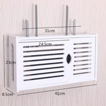 WiFiルーターボックス PVC壁掛け棚 吊り下げ板ブラケット 収納ボックス、41x23x8.5cm