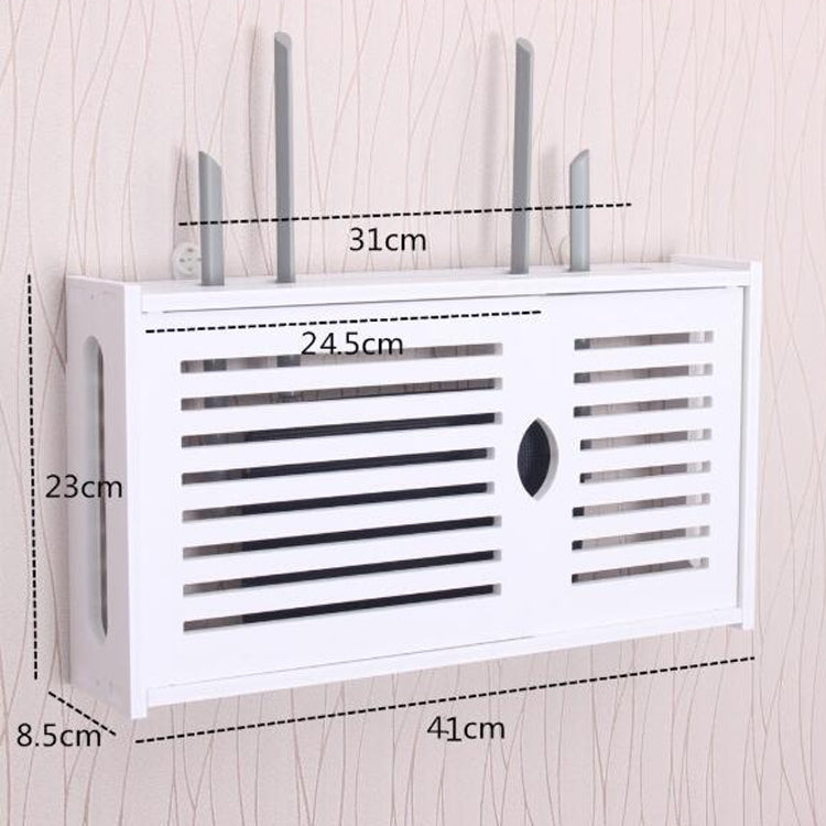 WiFiルーターボックス PVC壁掛け棚 吊り下げ板ブラケット 収納ボックス、41x23x8.5cm