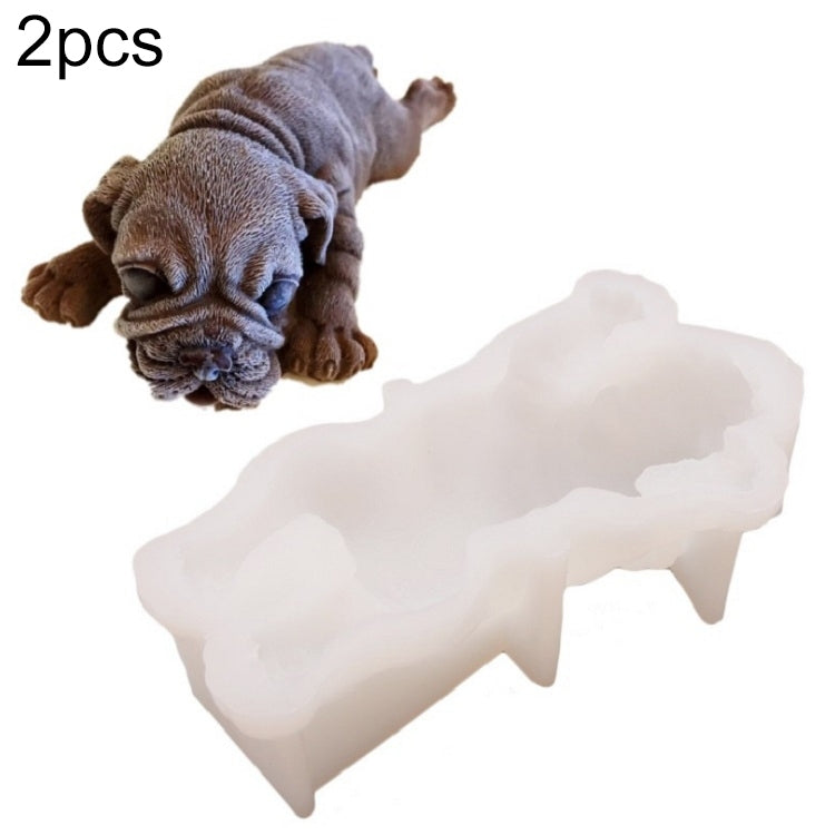 2個セット 4インチ シャーペイ犬ムースケーキ シリコンモールド 3D立体アイスクリームモールド 汚れた犬チョコレートモールド、シャーペイ犬形