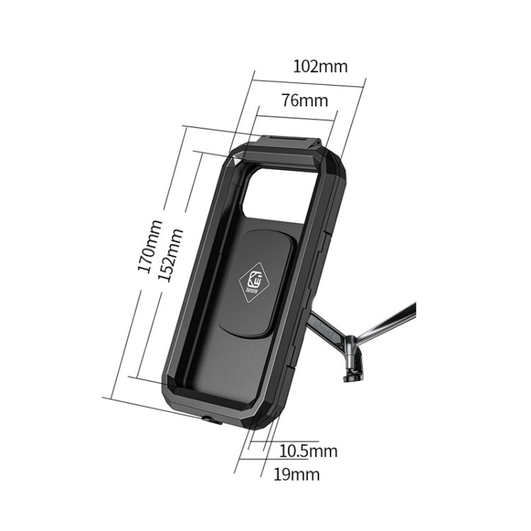 Kewig 自転車・オートバイ用 防水リアビューミラー ボックス タッチスクリーン対応スマホホルダー 小型リアビューミラー取り付け 大型リアビューミラー取り付け